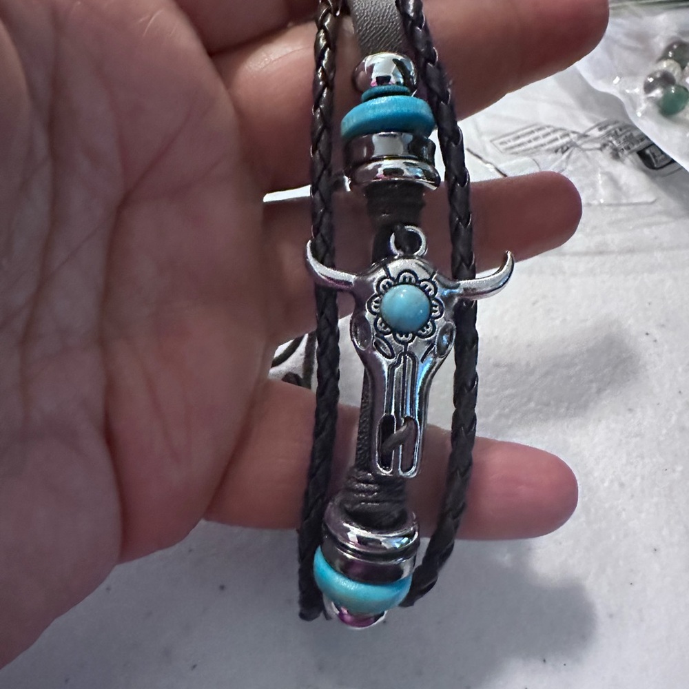 Turquoise and Silver Bull Pendant Necklace